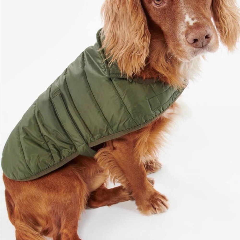 Barbour Olive Quilted Dog Jacket